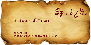 Szidor Áron névjegykártya